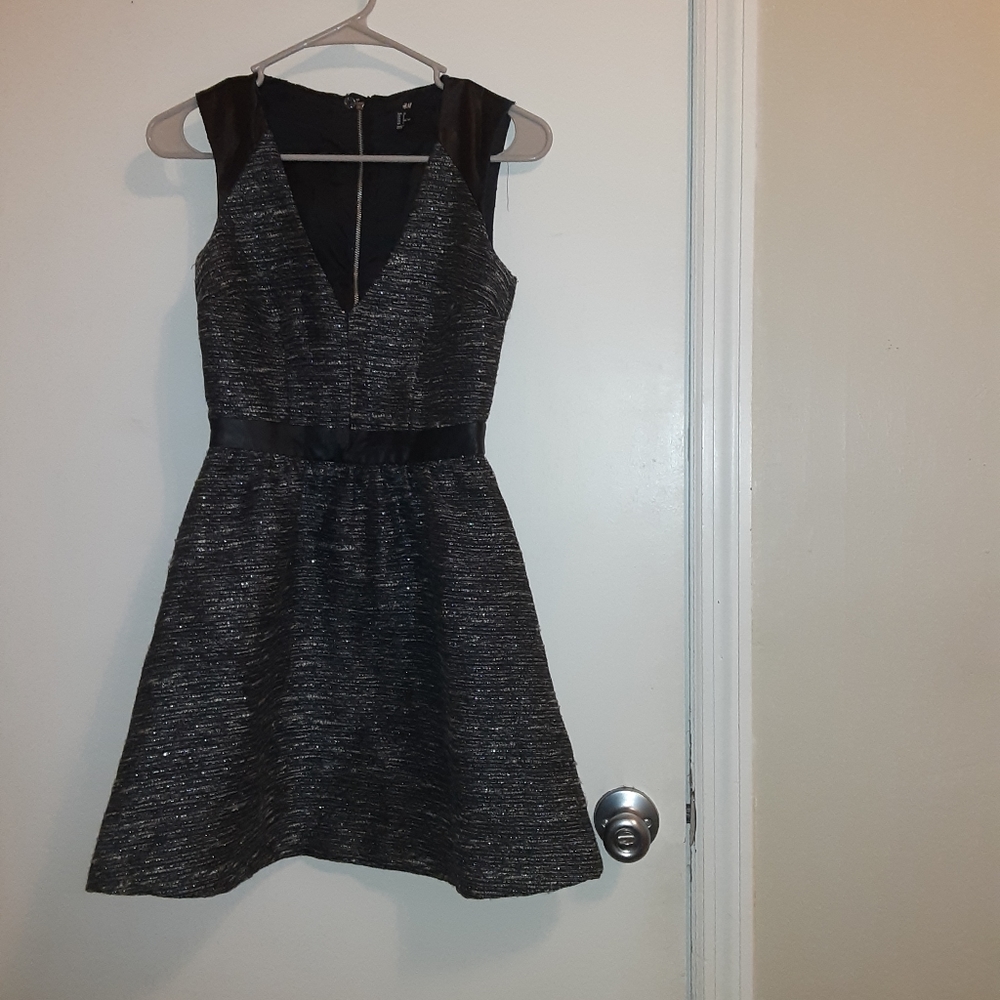 Black dress with "leather" trimming